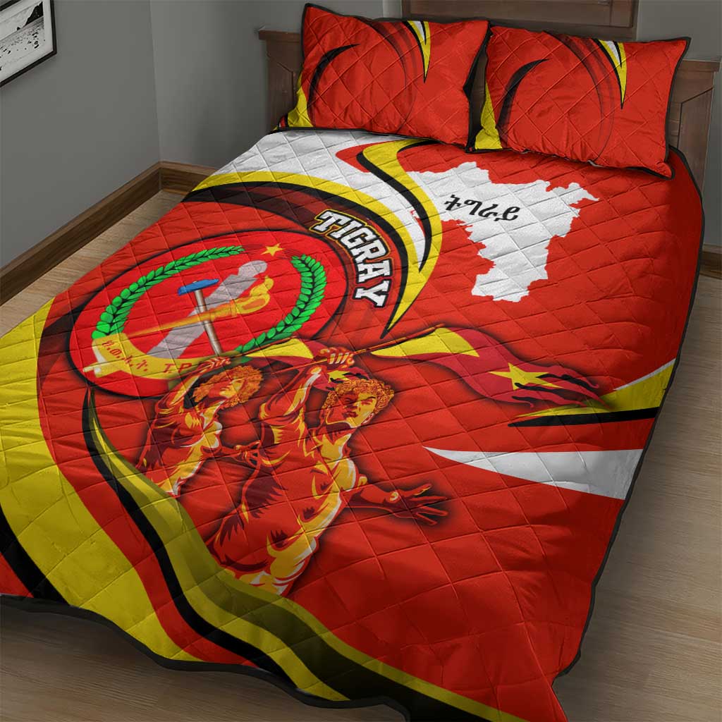 Ethiopia Tigray Quilt Bed Set Revolution Emblem Freedom Fighters and Flag DT02
