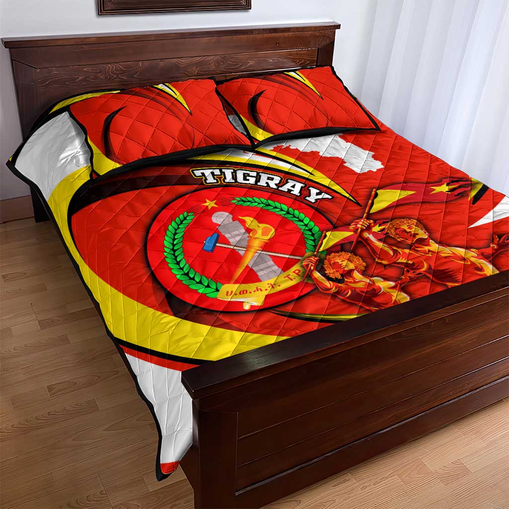 Ethiopia Tigray Quilt Bed Set Revolution Emblem Freedom Fighters and Flag DT02