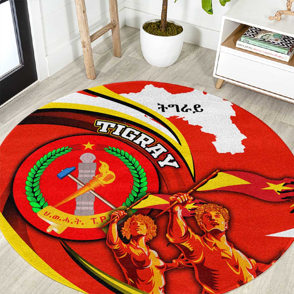 Ethiopia Tigray Round Carpet Revolution Emblem Freedom Fighters and Flag DT02