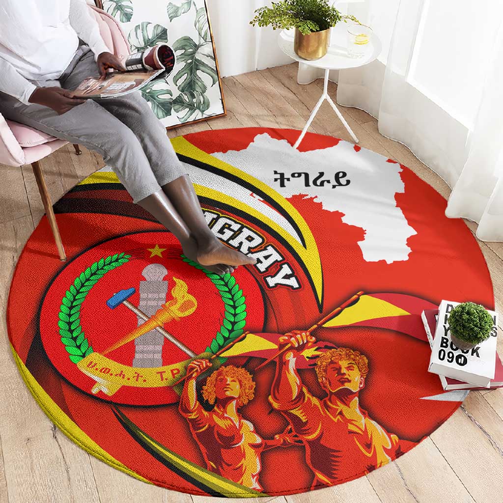 Ethiopia Tigray Round Carpet Revolution Emblem Freedom Fighters and Flag DT02