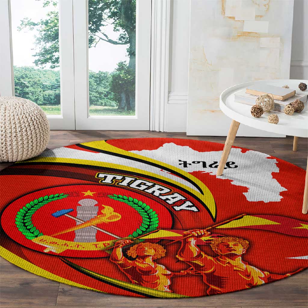 Ethiopia Tigray Round Carpet Revolution Emblem Freedom Fighters and Flag DT02