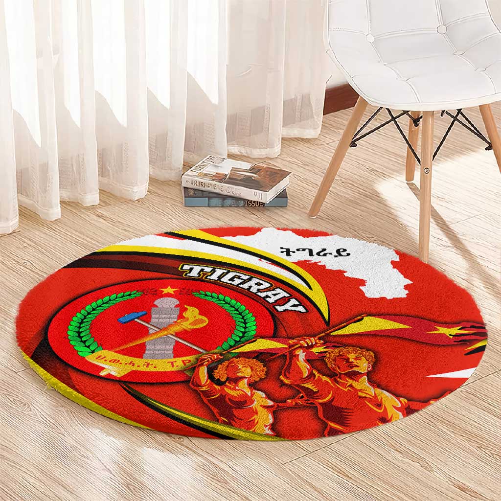 Ethiopia Tigray Round Carpet Revolution Emblem Freedom Fighters and Flag DT02