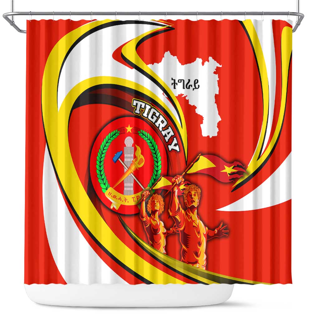 Ethiopia Tigray Revolution Shower Curtain Emblem Freedom Fighters and Flag DT02
