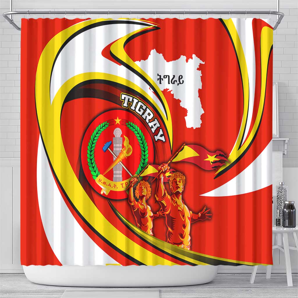 Ethiopia Tigray Revolution Shower Curtain Emblem Freedom Fighters and Flag DT02