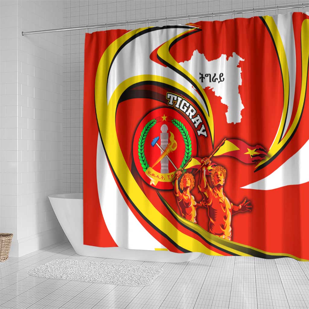 Ethiopia Tigray Revolution Shower Curtain Emblem Freedom Fighters and Flag DT02