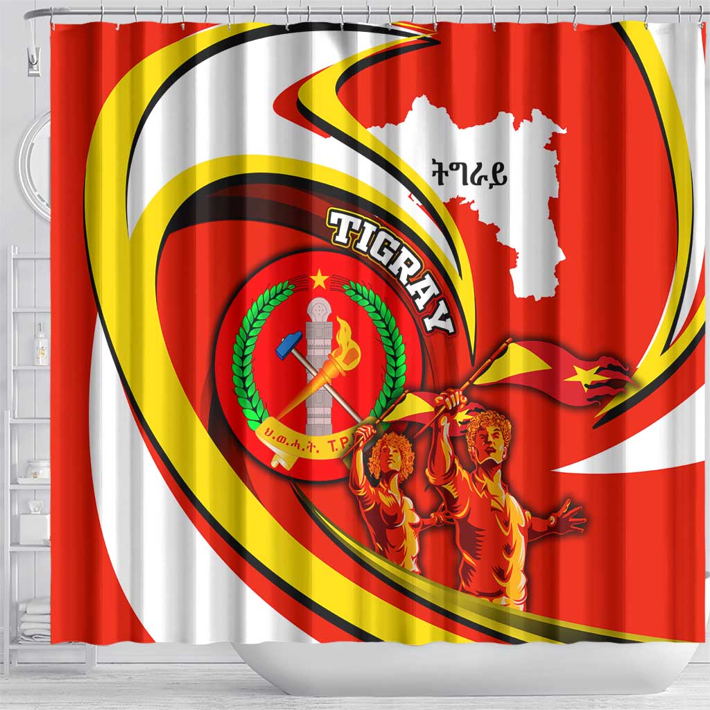 Ethiopia Tigray Revolution Shower Curtain Emblem Freedom Fighters and Flag DT02