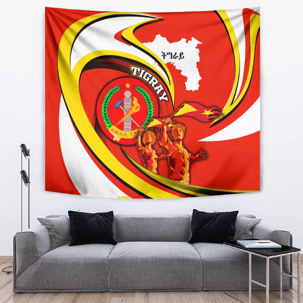 Ethiopia Tigray Tapestry Revolution Emblem Freedom Fighters and Flag DT02