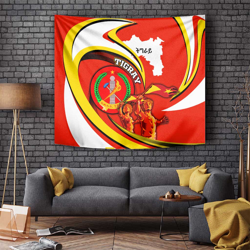 Ethiopia Tigray Tapestry Revolution Emblem Freedom Fighters and Flag DT02