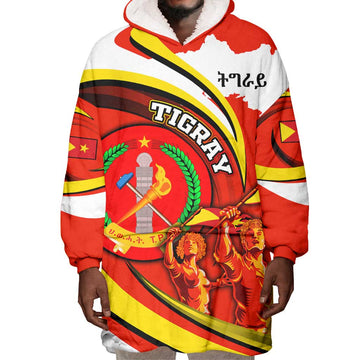 Ethiopia Tigray Wearable Blanket Hoodie Revolution Emblem Freedom Fighters and Flag DT02