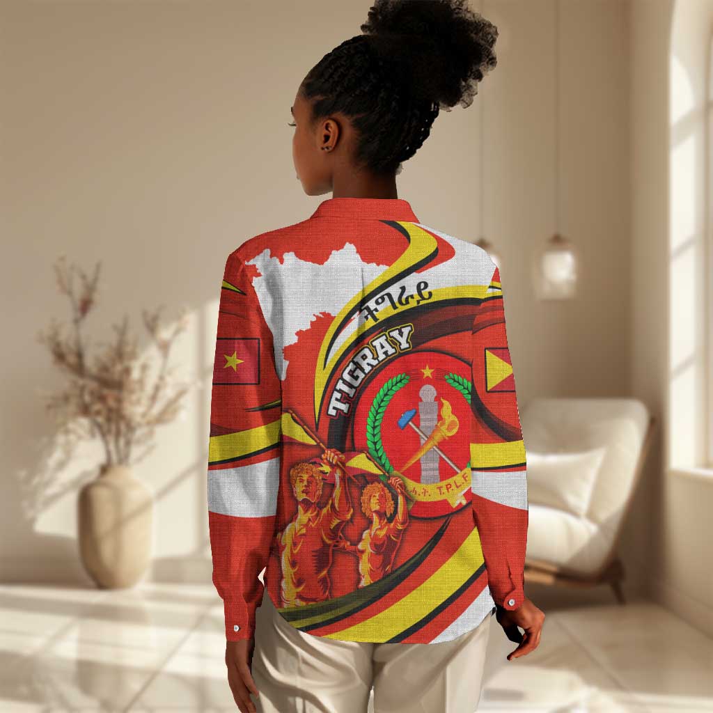 Ethiopia Tigray Women Casual Shirt Revolution Emblem Freedom Fighters and Flag DT02
