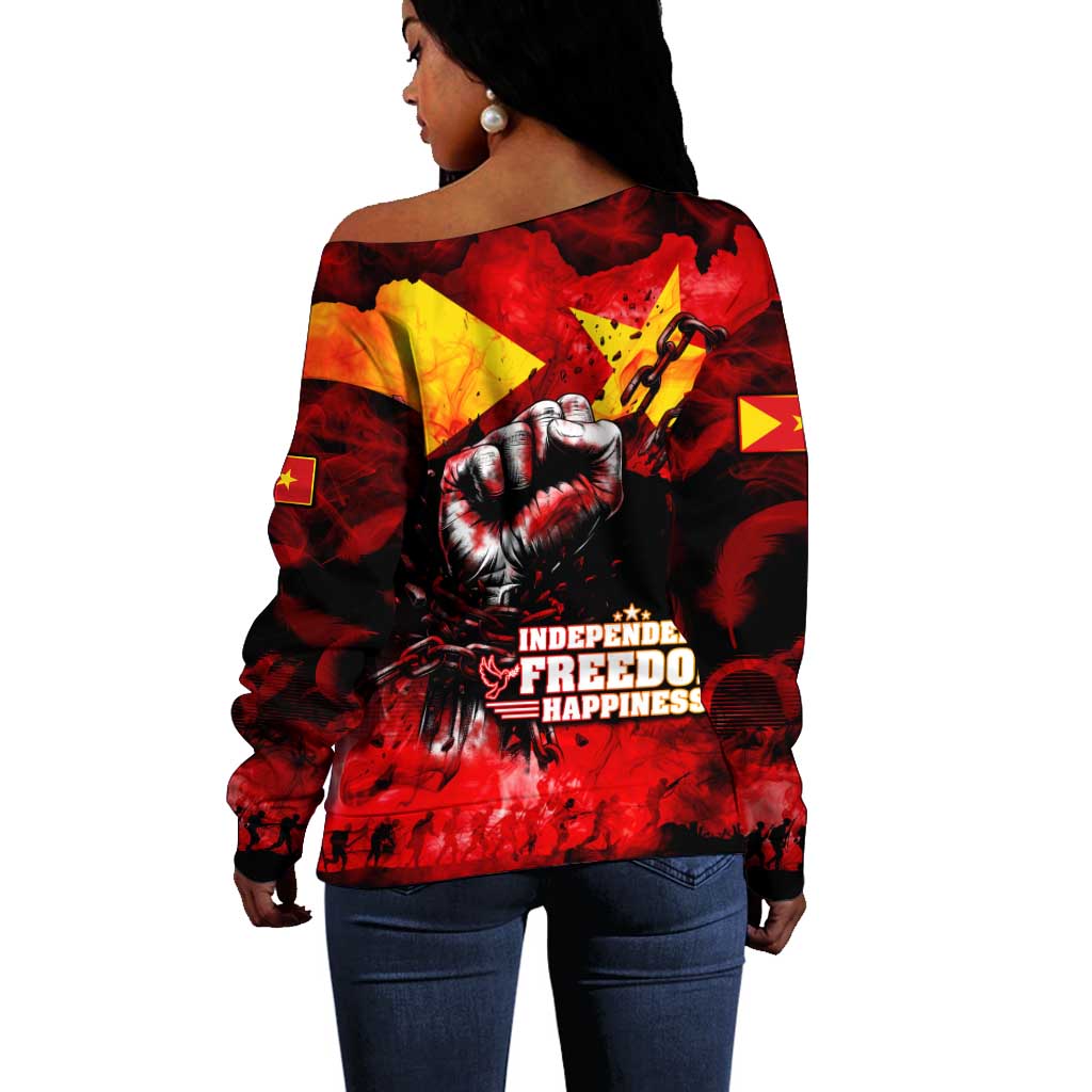 Tigrayans Independence Off Shoulder Sweater I Stand with Tigray - Fist of Freedom DT02