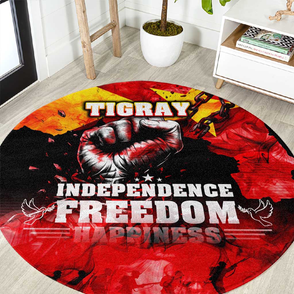 Tigrayans Independence Round Carpet I Stand with Tigray - Fist of Freedom DT02