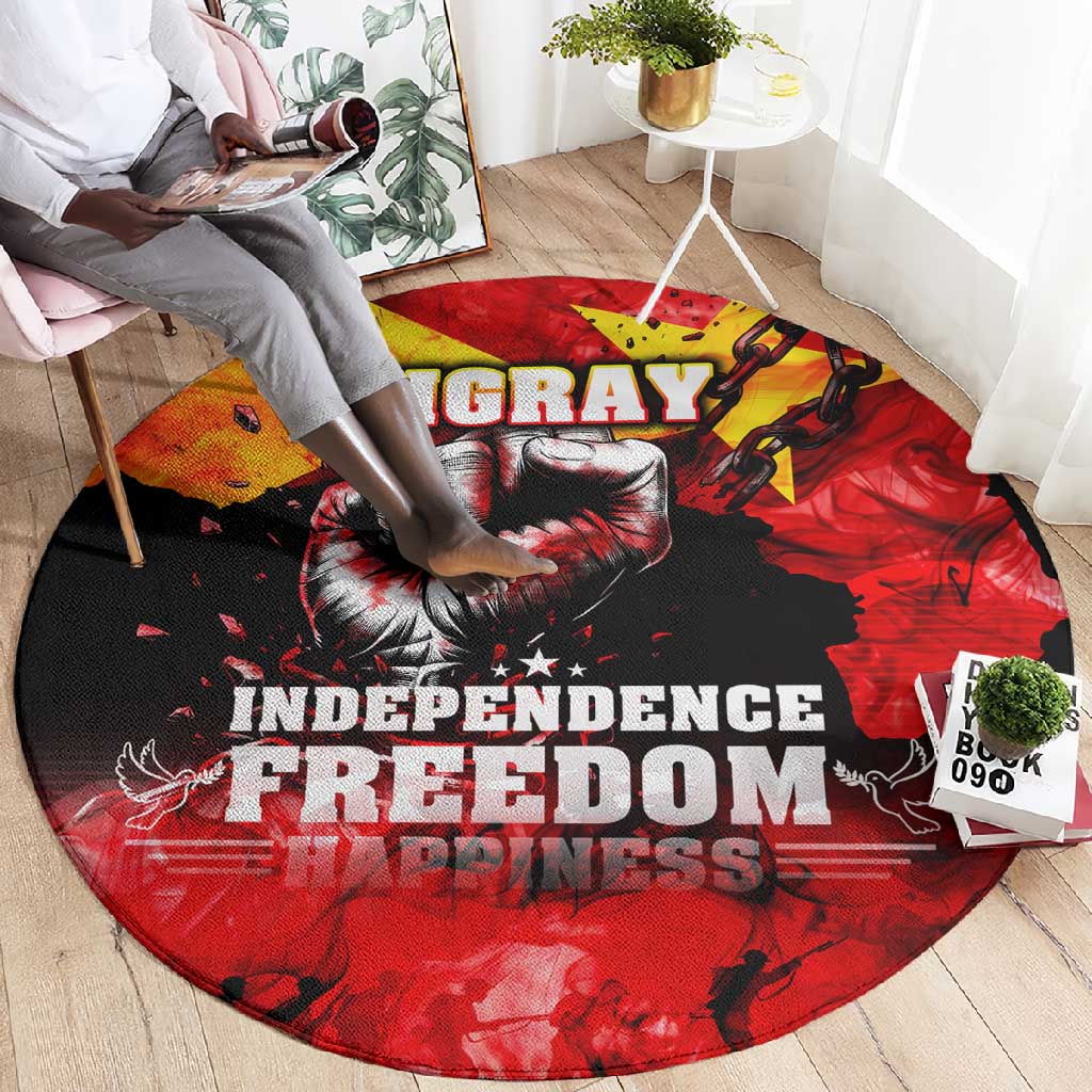 Tigrayans Independence Round Carpet I Stand with Tigray - Fist of Freedom DT02