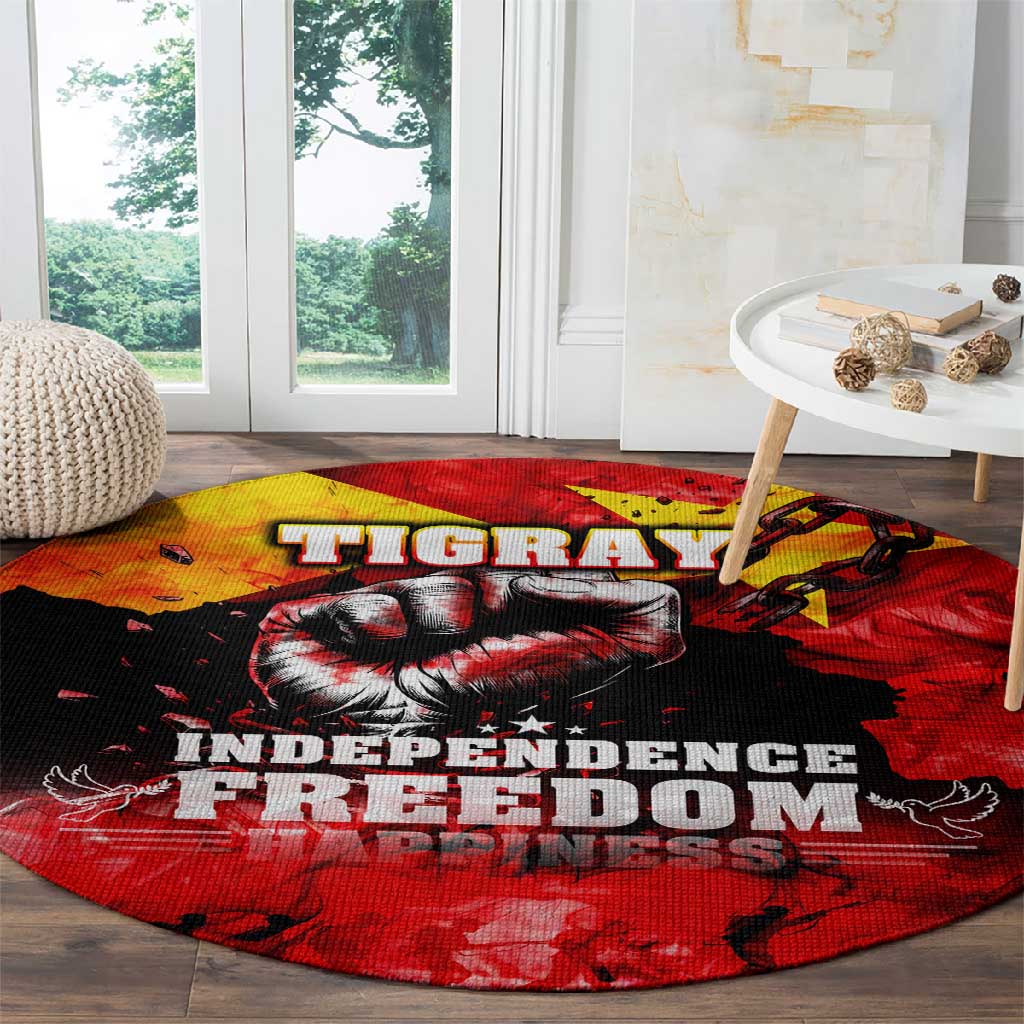 Tigrayans Independence Round Carpet I Stand with Tigray - Fist of Freedom DT02