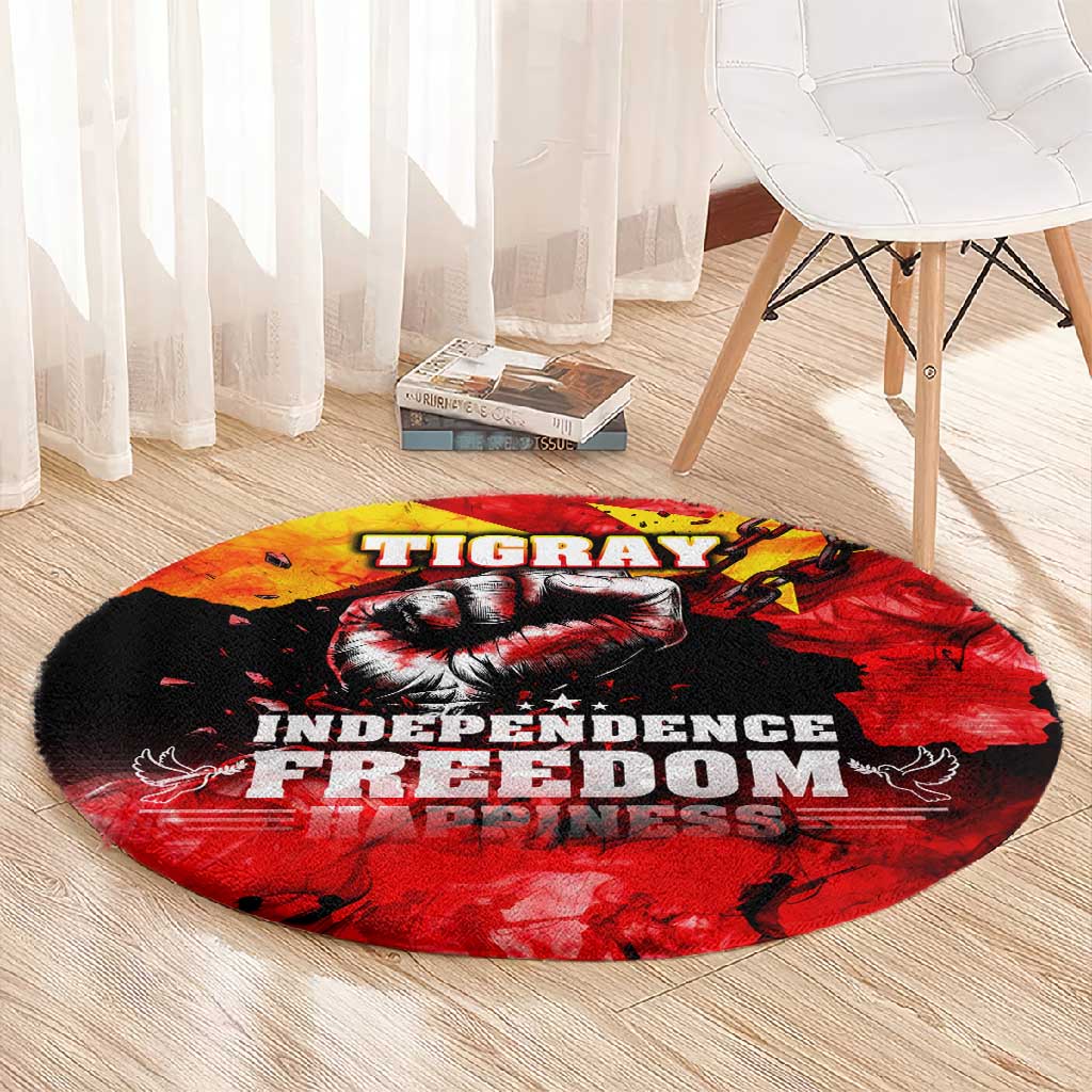 Tigrayans Independence Round Carpet I Stand with Tigray - Fist of Freedom DT02