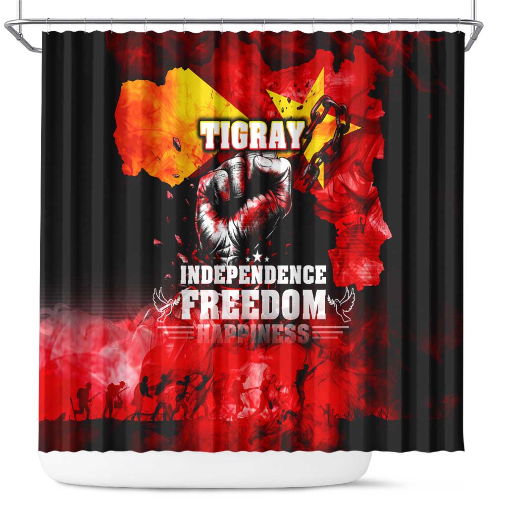 I Stand with Tigray Shower Curtain Tigray Independence - Fist of Freedom DT02