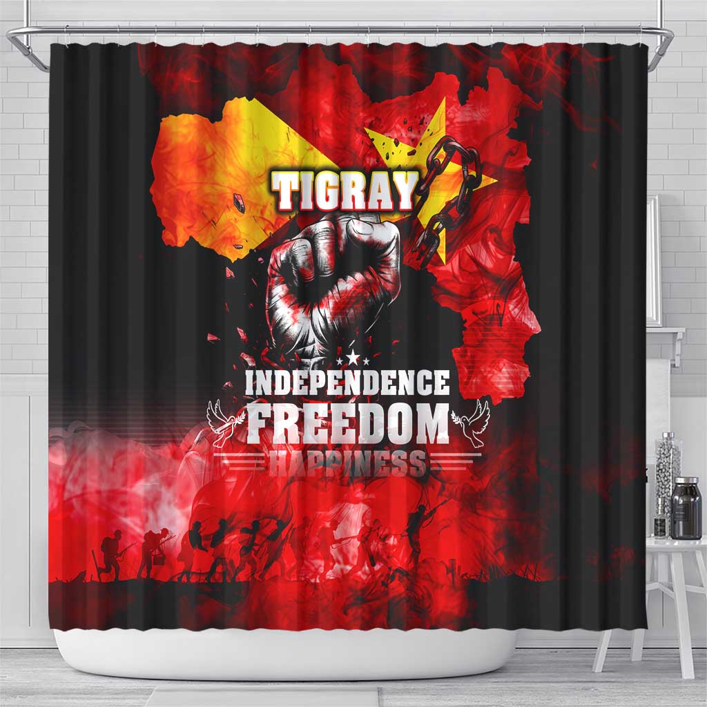 I Stand with Tigray Shower Curtain Tigray Independence - Fist of Freedom DT02