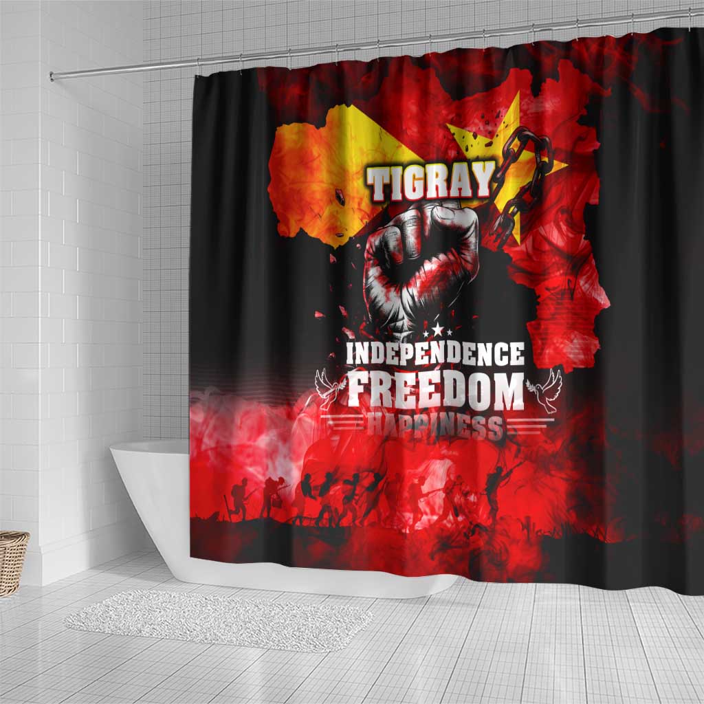 I Stand with Tigray Shower Curtain Tigray Independence - Fist of Freedom DT02