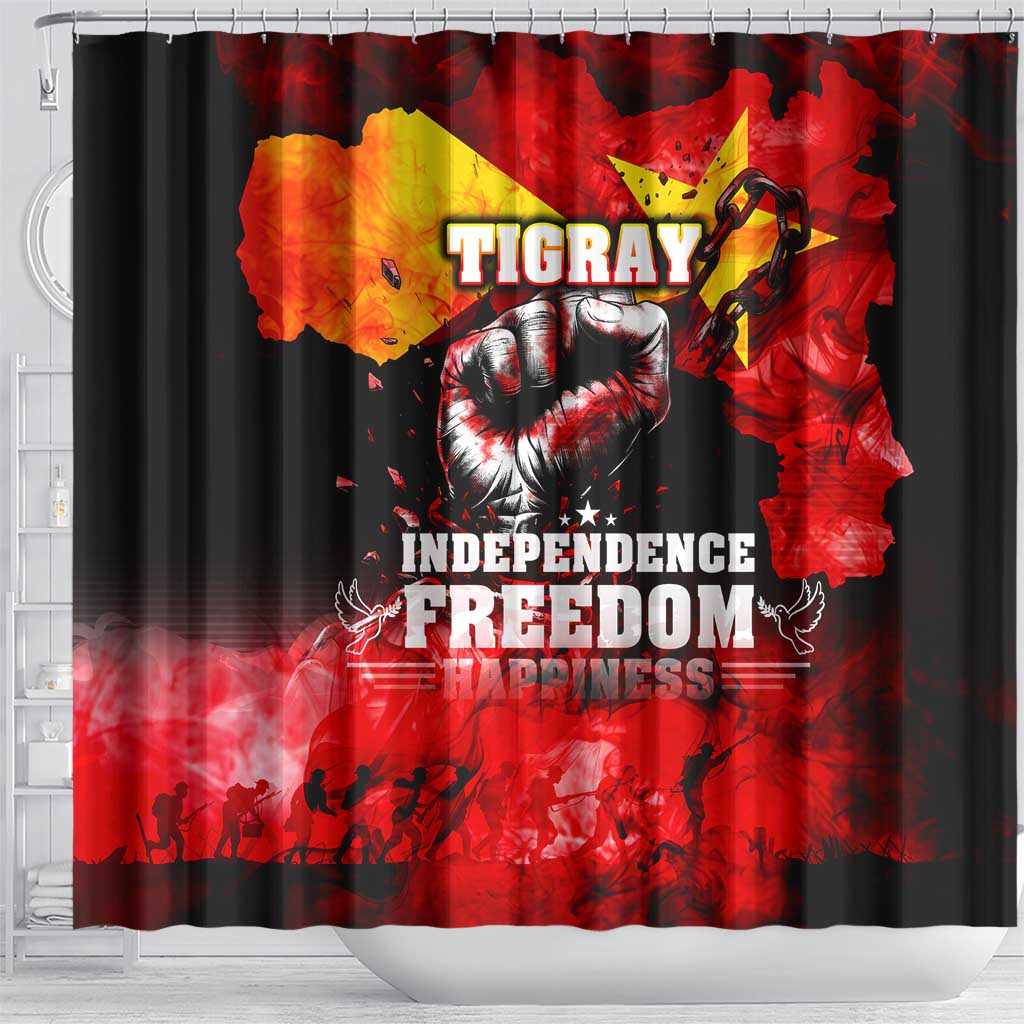 I Stand with Tigray Shower Curtain Tigray Independence - Fist of Freedom DT02