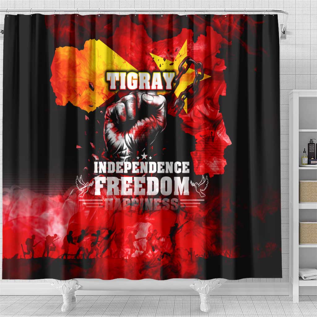 I Stand with Tigray Shower Curtain Tigray Independence - Fist of Freedom DT02