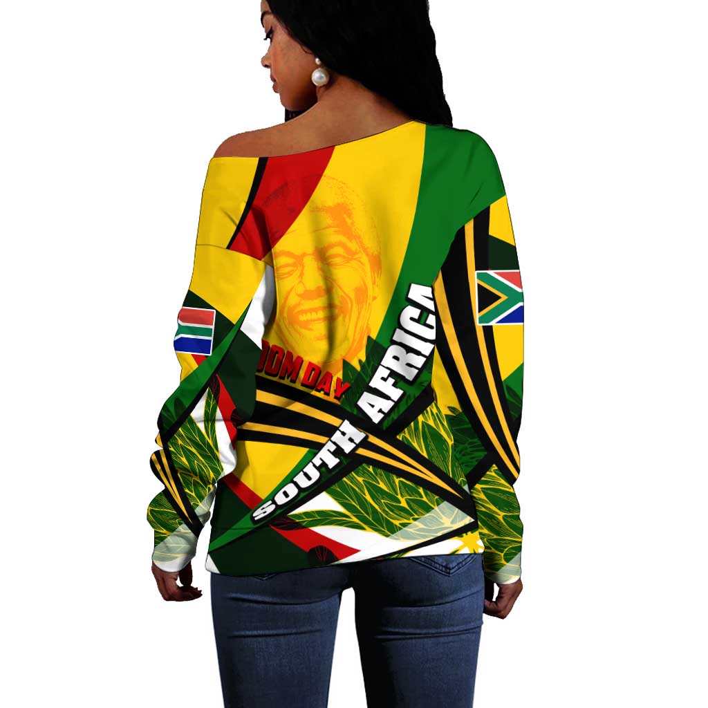 South Africa Freedom Day Mandela Off Shoulder Sweater National Pride Protea Flower DT02