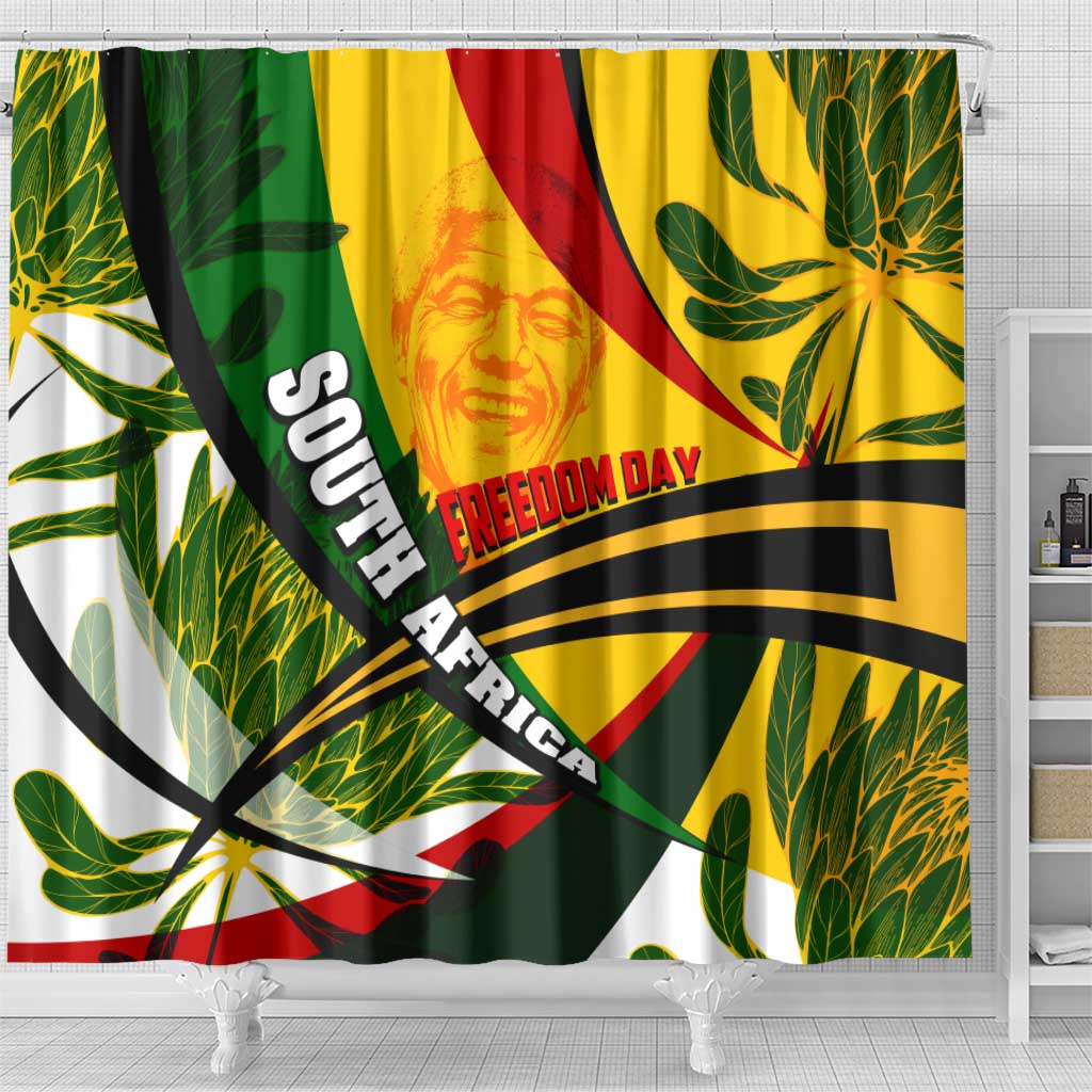South Africa Freedom Day Shower Curtain Mandela Legacy National Pride Protea Flower DT02
