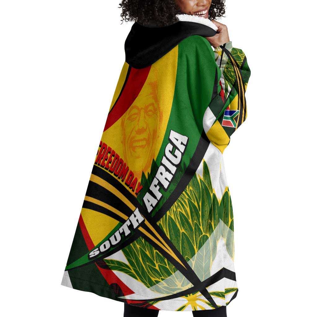 South Africa Freedom Day Mandela Wearable Blanket Hoodie National Pride Protea Flower DT02