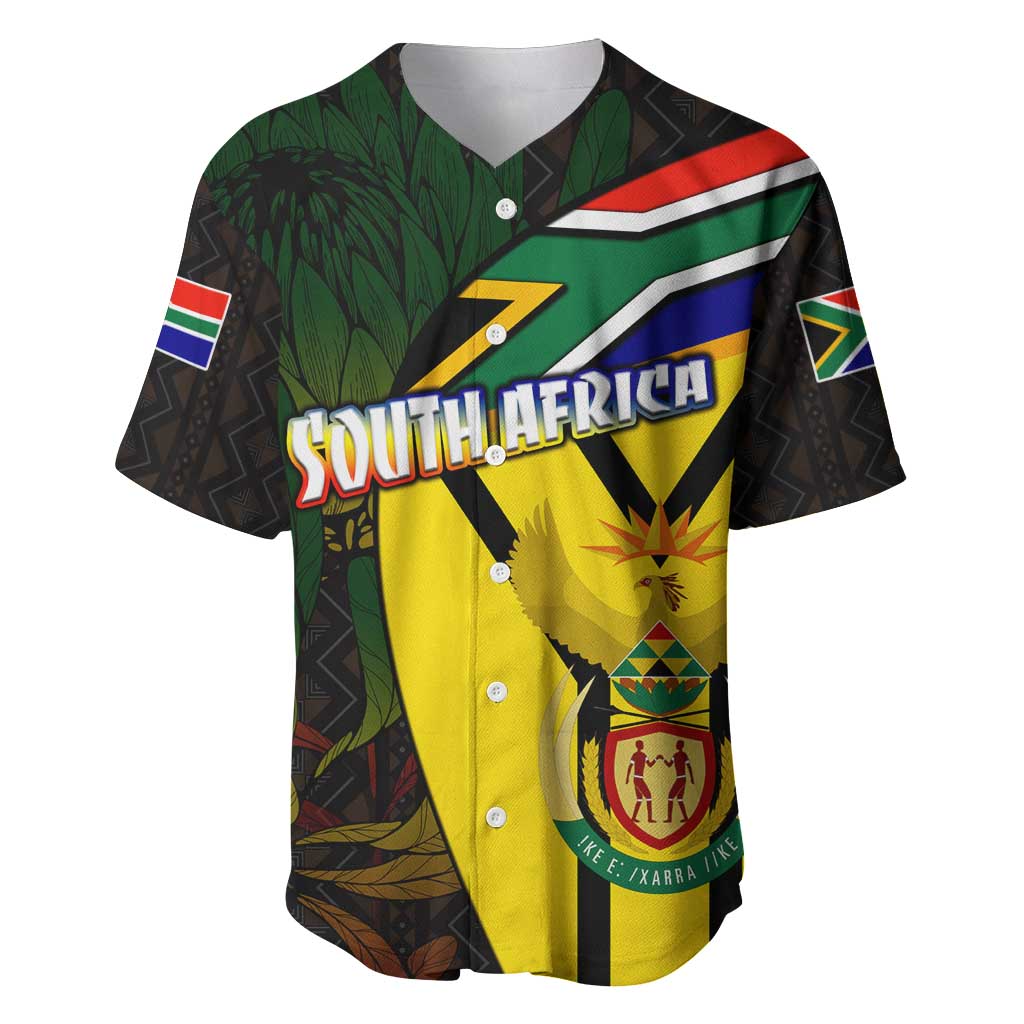 Coat Of Arms South Africa Baseball Jersey Protea Unity Heritage DT02
