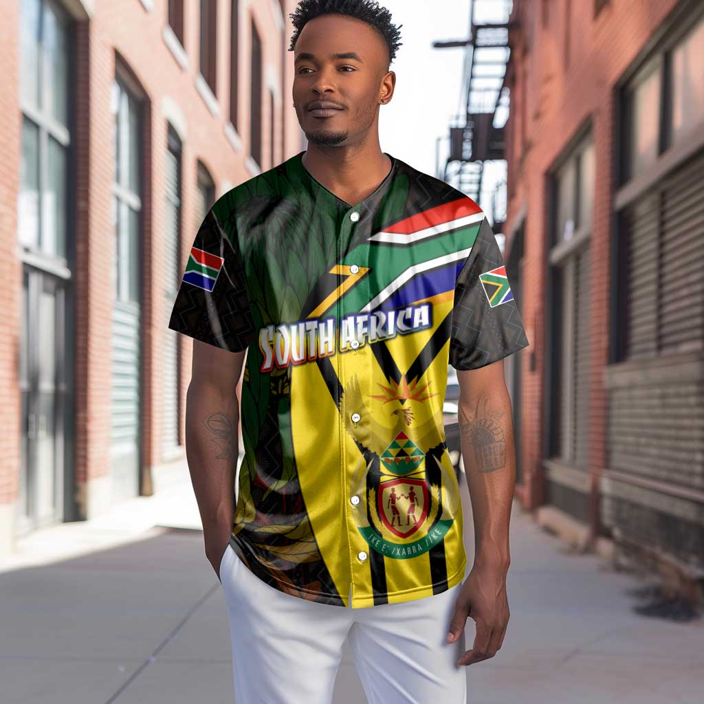 Coat Of Arms South Africa Baseball Jersey Protea Unity Heritage DT02
