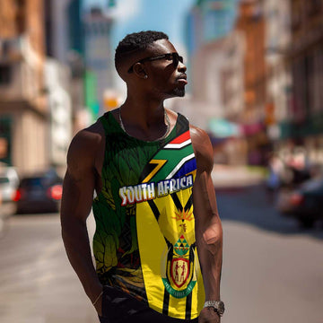 Coat Of Arms South Africa Men Tank Top Protea Unity Heritage DT02
