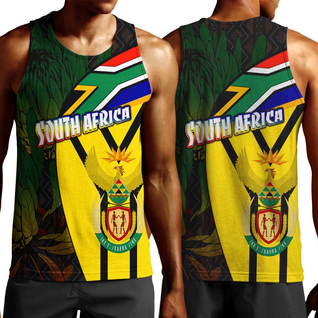 Coat Of Arms South Africa Men Tank Top Protea Unity Heritage DT02