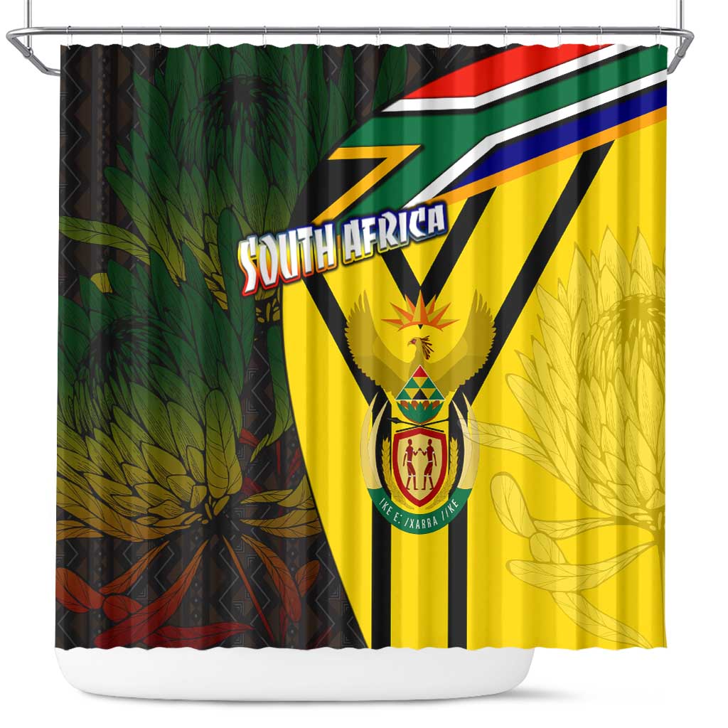 South Africa Coat Of Arms Shower Curtain Protea Unity Heritage DT02