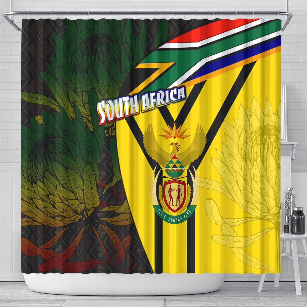 South Africa Coat Of Arms Shower Curtain Protea Unity Heritage DT02
