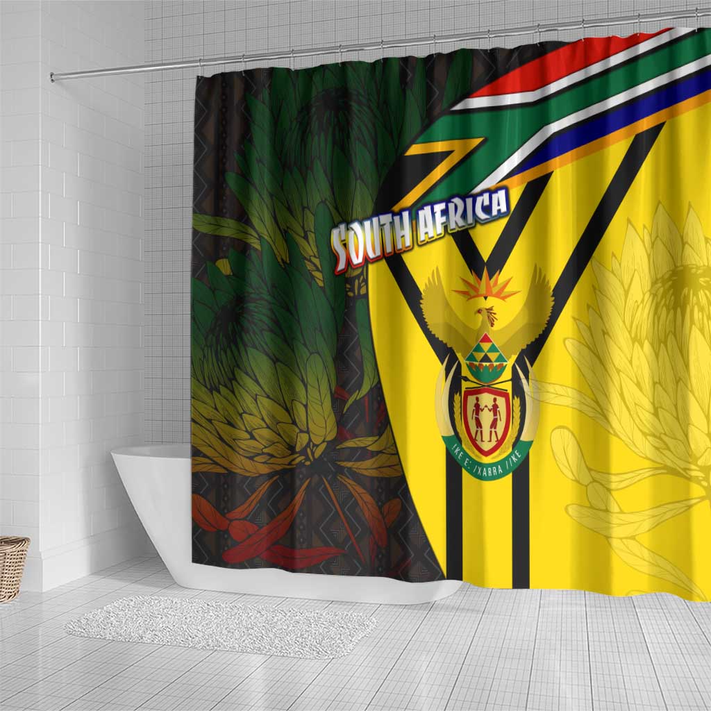South Africa Coat Of Arms Shower Curtain Protea Unity Heritage DT02