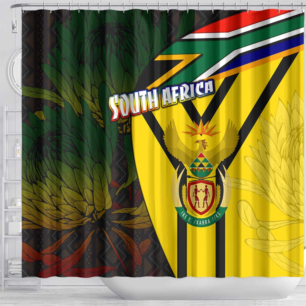 South Africa Coat Of Arms Shower Curtain Protea Unity Heritage DT02