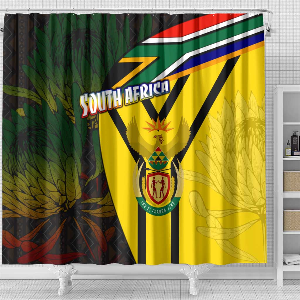 South Africa Coat Of Arms Shower Curtain Protea Unity Heritage DT02