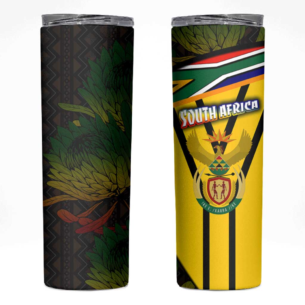 Coat Of Arms South Africa Skinny Tumbler Protea Unity Heritage DT02