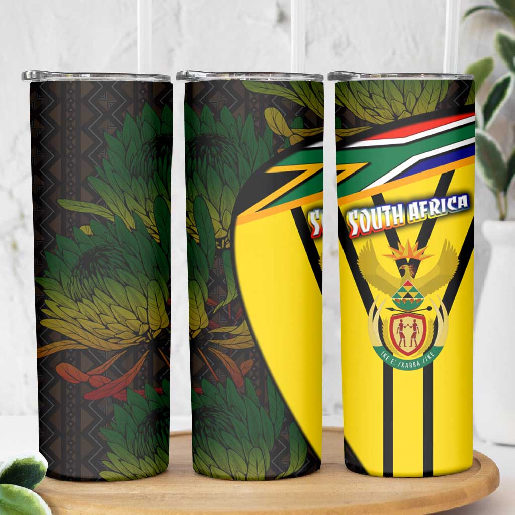Coat Of Arms South Africa Skinny Tumbler Protea Unity Heritage DT02
