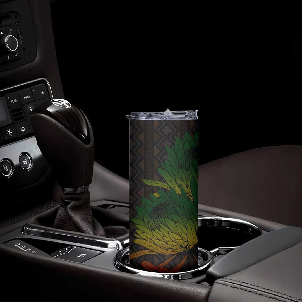 Coat Of Arms South Africa Skinny Tumbler Protea Unity Heritage DT02