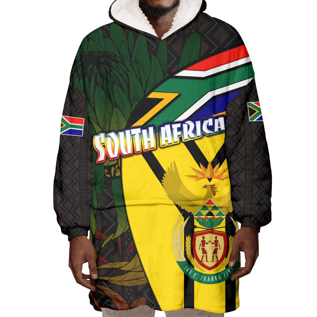 Coat Of Arms South Africa Wearable Blanket Hoodie Protea Unity Heritage DT02