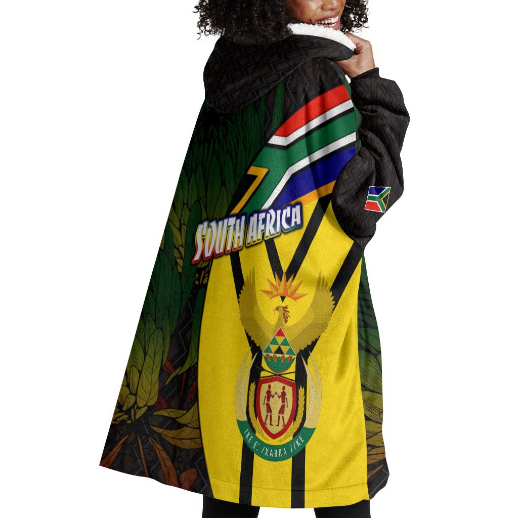 Coat Of Arms South Africa Wearable Blanket Hoodie Protea Unity Heritage DT02