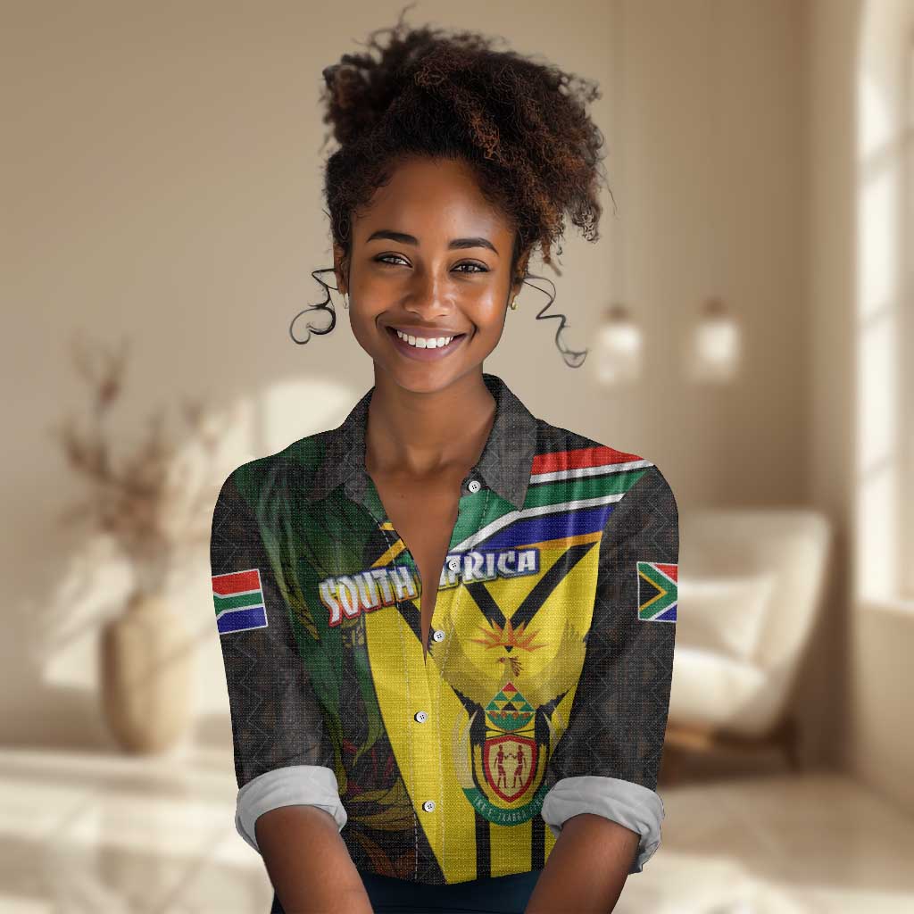 Coat Of Arms South Africa Women Casual Shirt Protea Unity Heritage DT02