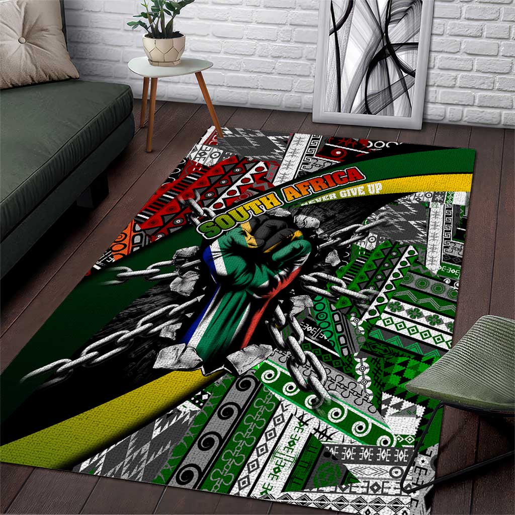South Africa Fist of Freedom Area Rug Never Give Up DT02