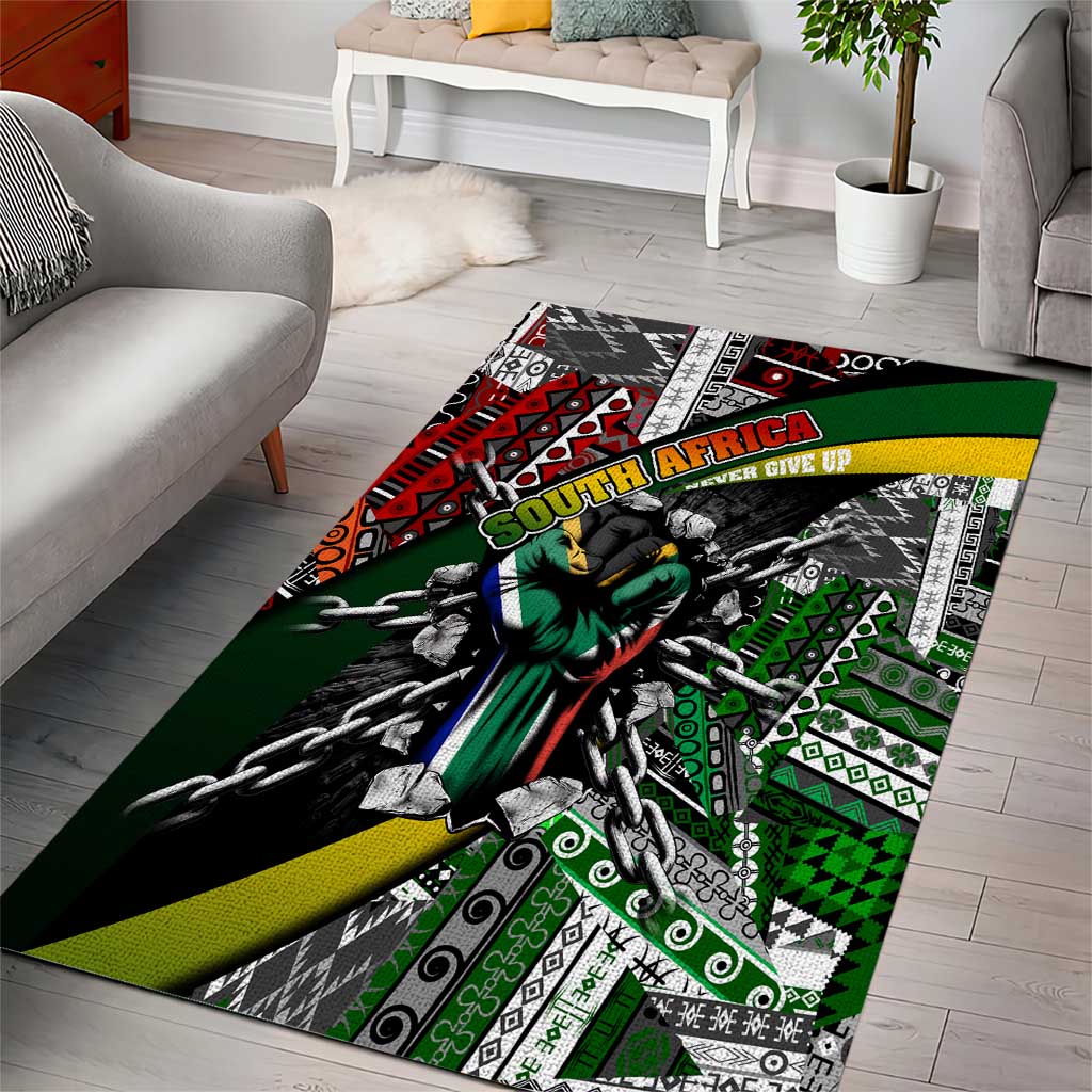 South Africa Fist of Freedom Area Rug Never Give Up DT02