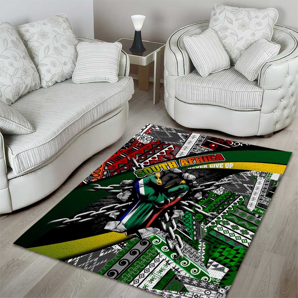South Africa Fist of Freedom Area Rug Never Give Up DT02