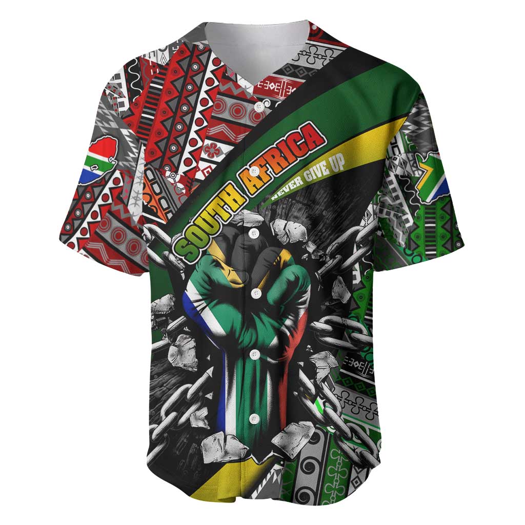 South Africa Fist of Freedom Baseball Jersey Never Give Up DT02
