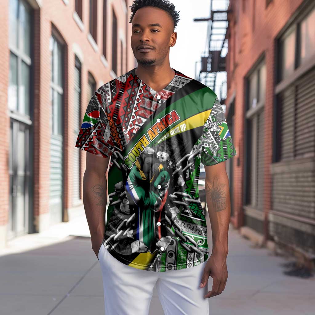 South Africa Fist of Freedom Baseball Jersey Never Give Up DT02