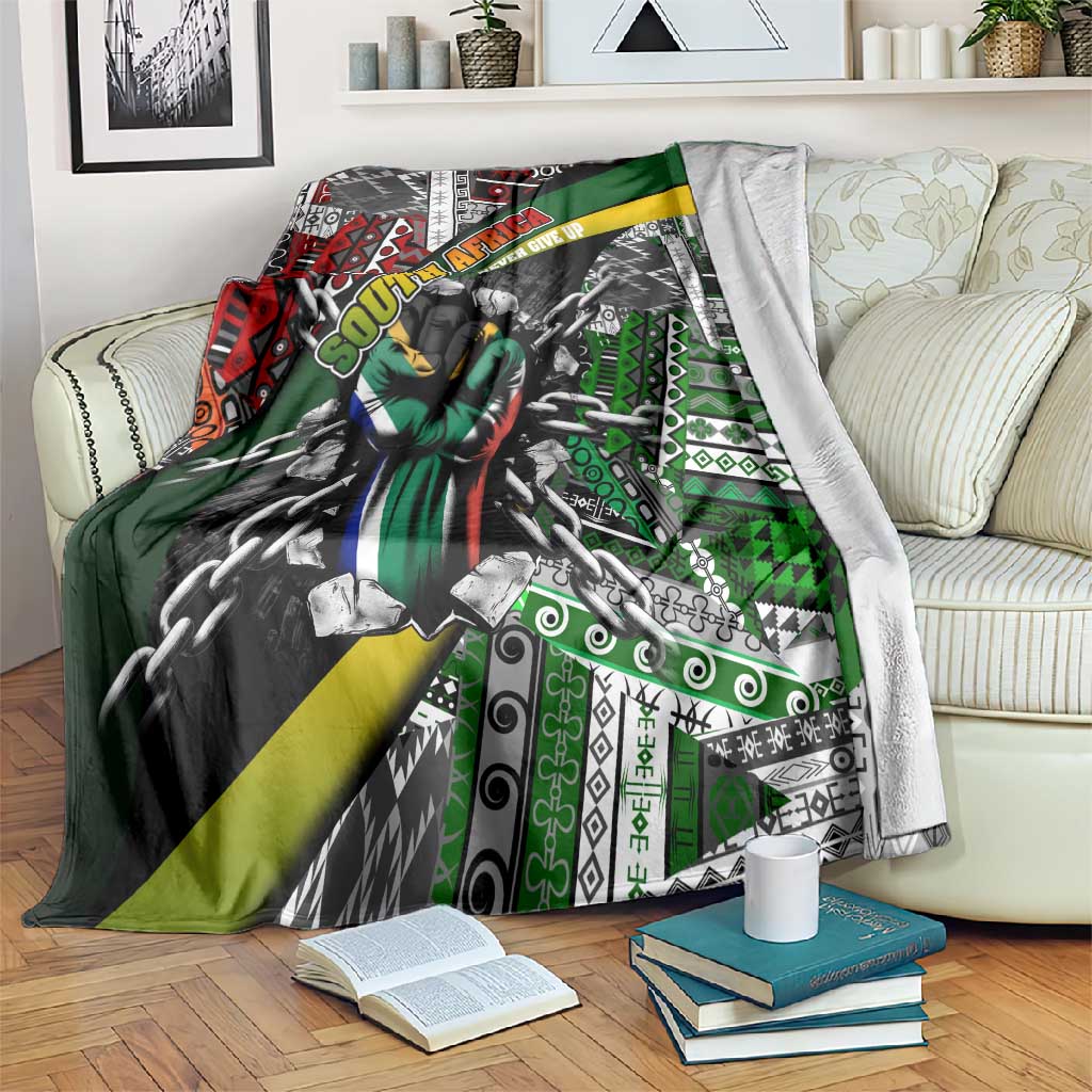 South Africa Fist of Freedom Blanket Never Give Up DT02