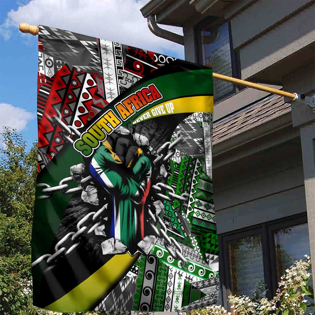 South Africa Fist of Freedom Garden Flag Never Give Up DT02