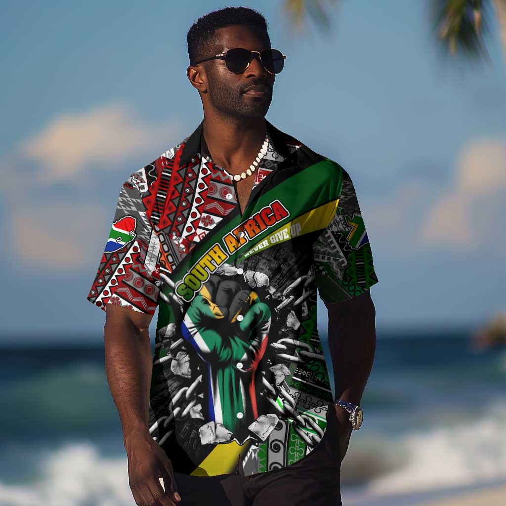 South Africa Fist of Freedom Hawaiian Shirt Never Give Up DT02